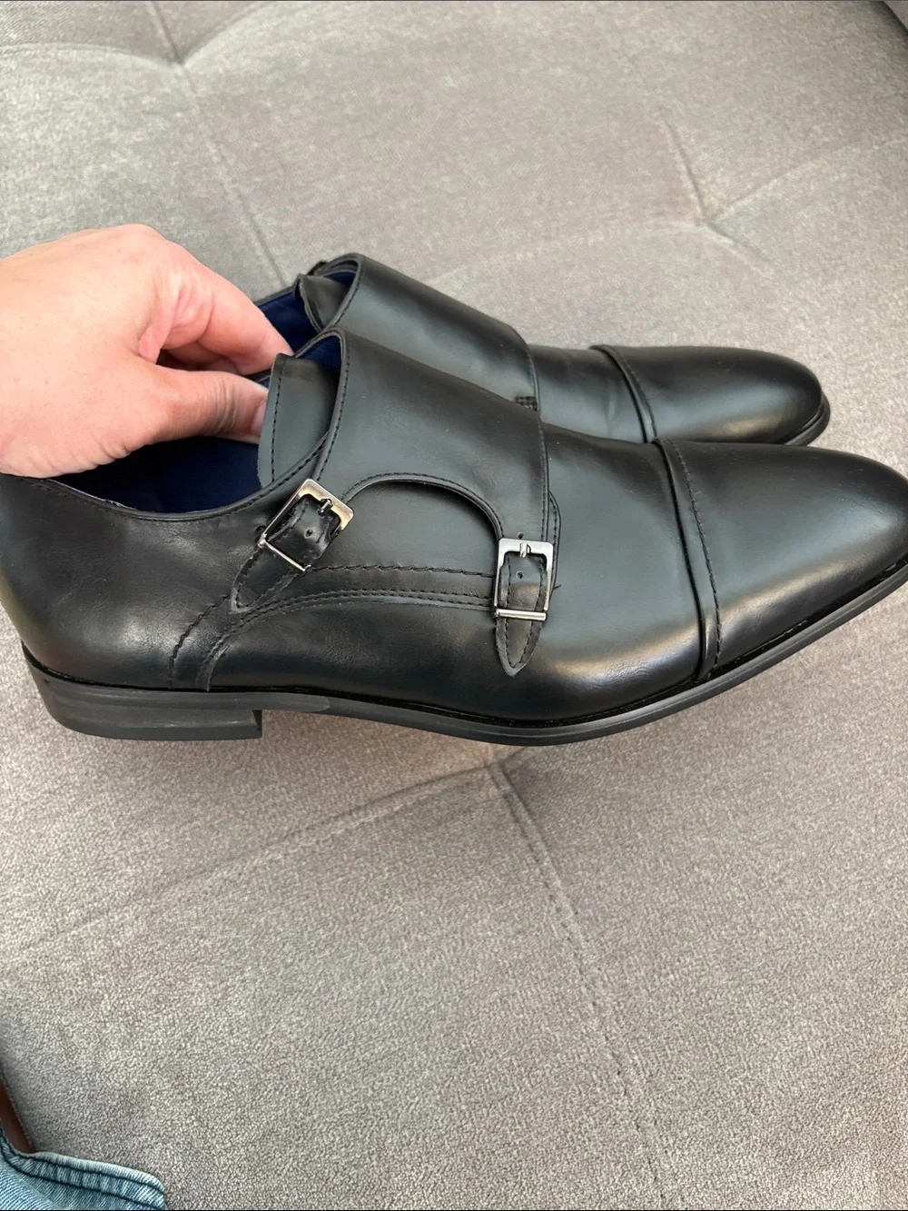 Bruno Marc Men's Black Double Monk Strap Dress Shoes size 9.5